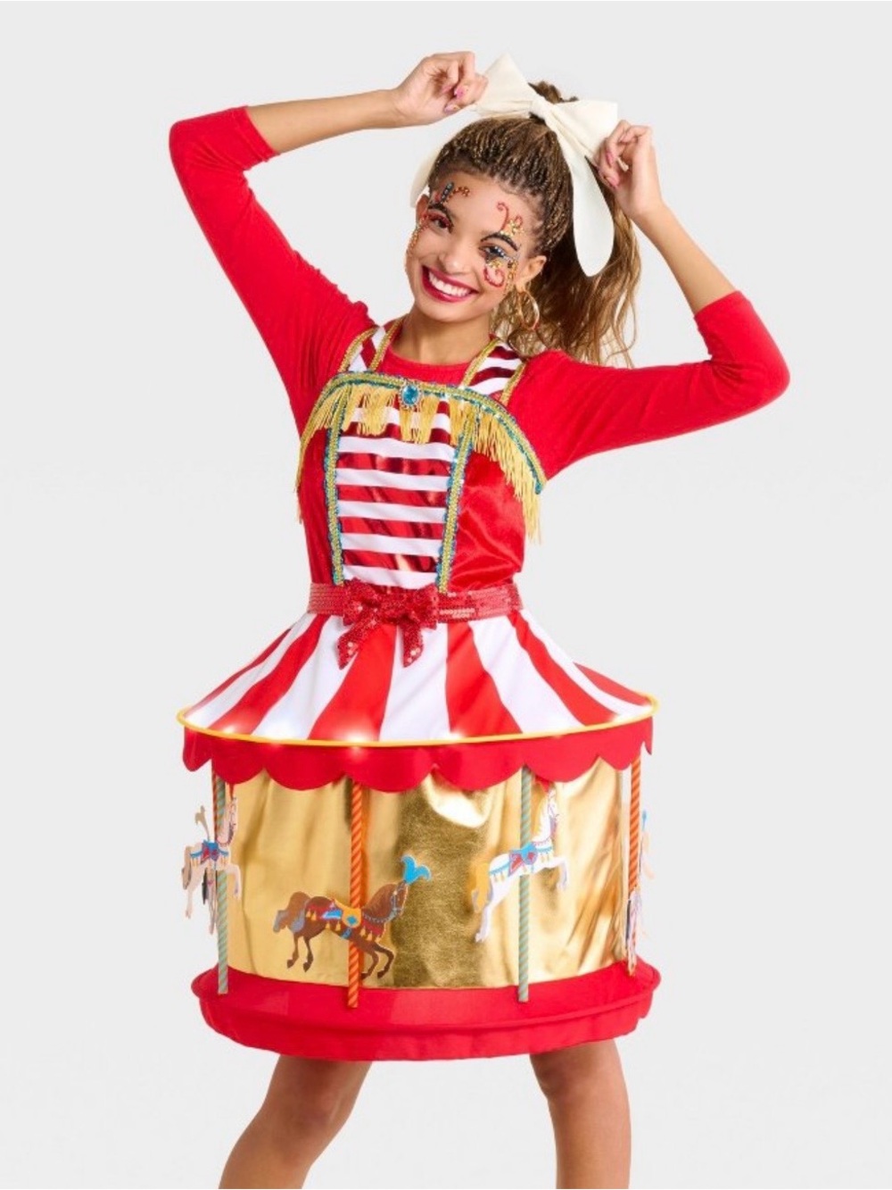 NEW Carousel Carnival Halloween Costume Dress W/ LIGHTS & CIRCUS MUSIC -S/M